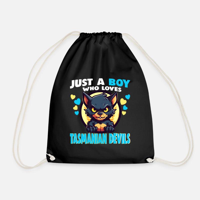 Just a Boy who Loves tasmanian Devils - Turnbeutel - Schwarz