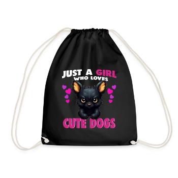 Just a Girl who Loves Cute Dogs - Drawstring Bag - black - Front