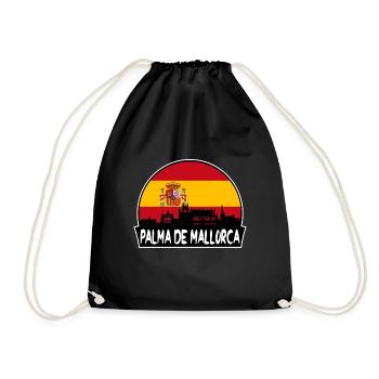 Palma De Mallorca Spain Flag Skyline Silhouette Tr - Drawstring Bag - black - Front