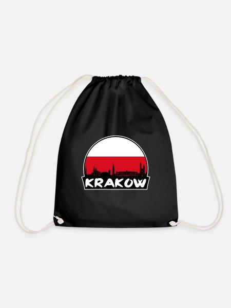 Krakau Polen Flagge Skyline Silhouette Reisen - Turnbeutel - Schwarz
