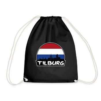 Tilburg Pays-Bas Flag Skyline Silhouette Voyage - Sac de sport léger - noir - Devant