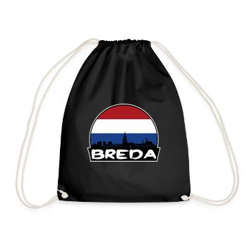 Breda Netherlands Flag Skyline Silhouette Travel - Drawstring Bag - black - Front