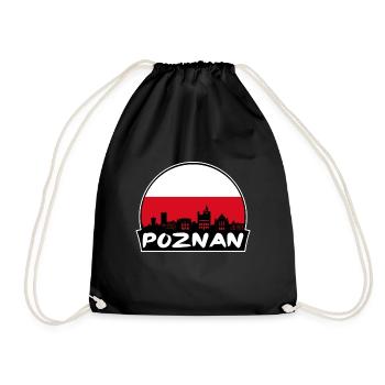 Poznan Poland Flag Skyline Silhouette Travel - Drawstring Bag - black - Front