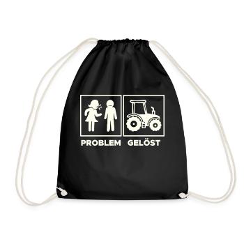 Agriculture Tractor Field Country Life Statement - Drawstring Bag - black - Front