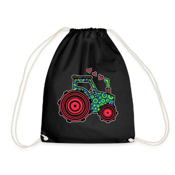 Tractor Heart Commercial Vehicle Country Life Farmer Field - Drawstring Bag - black - Front