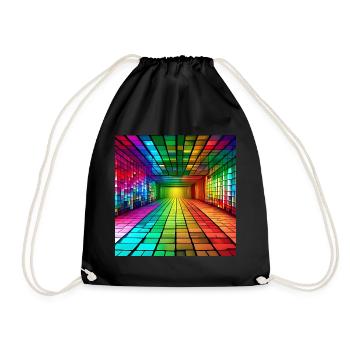 3D-Regenbogen-Quadrate - Turnbeutel - Schwarz - Vorne
