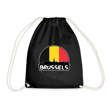 Bruxelles Belgique Flag Skyline Silhouette Voyage - Sac de sport léger - noir - Devant