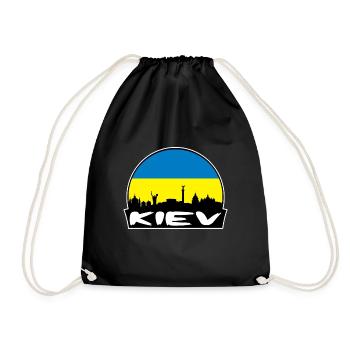 Kiev Ukraine Flag Skyline Silhouette Travel - Drawstring Bag - black - Front