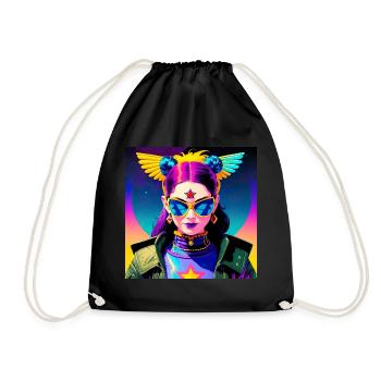 Beautiful festival, gamer girl, Boho, summer days - Drawstring Bag - black - Front