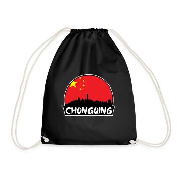 Chongqing Chine Flag Skyline Silhouette Voyage - Sac de sport léger - noir - Devant