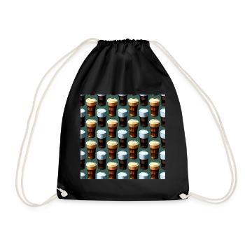 Beer Tankards Pattern - Drawstring Bag - black - Front