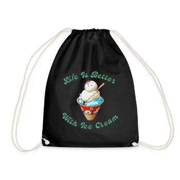 Life is Better With Ice Cream - Drawstring Bag - black - Front