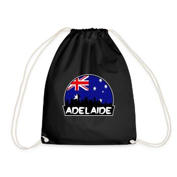 Adelaide Australien Flagge Skyline Silhouette Reisen - Turnbeutel - Schwarz - Vorne