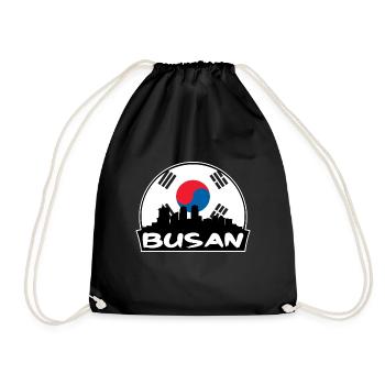Busan, Corée du Sud, drapeau, Skyline, silhouette, voyage - Sac de sport léger - noir - Devant