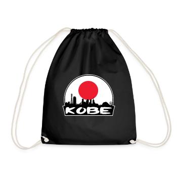 Kobe Japan Flagge Skyline Silhouette Reisen - Turnbeutel - Schwarz - Vorne