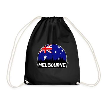 Melbourne Australie Drapeau Skyline Silhouette Voyage - Sac de sport léger - noir - Devant