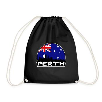 Perth Australien Flagge Skyline Silhouette Reisen - Turnbeutel - Schwarz - Vorne