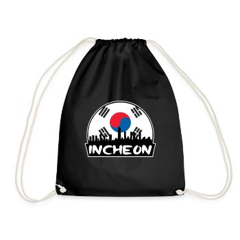 Incheon Corée du Sud Drapeau Skyline Silhouette Voyage - Sac de sport léger - noir - Devant