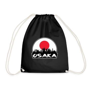 Osaka Japan Flagge Skyline Silhouette Reisen - Turnbeutel - Schwarz - Vorne