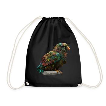Bunter Papageienvogel auf Stein - Turnbeutel - Schwarz - Vorne