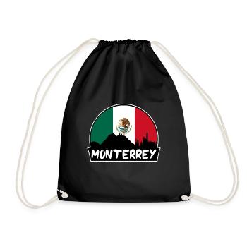 Monterrey Mexico Flag Skyline Silhouette Travel - Drawstring Bag - black - Front