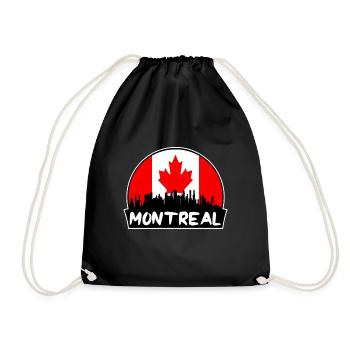 Montreal Canada Flag Skyline Silhouette Travel - Drawstring Bag - black - Front