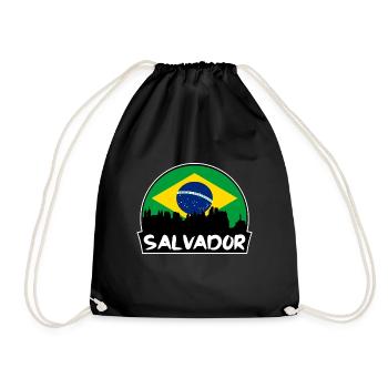 Salvador Brazil Flag Skyline Silhouette Travel - Drawstring Bag - black - Front