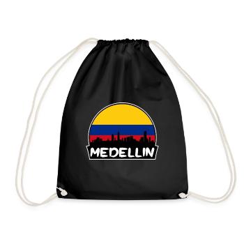 Medellin Kolumbien Flagge Skyline Silhouette Reisen - Turnbeutel - Schwarz - Vorne