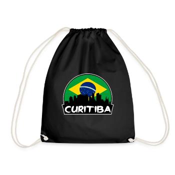 Curitiba Brasilien Flagge Skyline Silhouette Reisen - Turnbeutel - Schwarz - Vorne