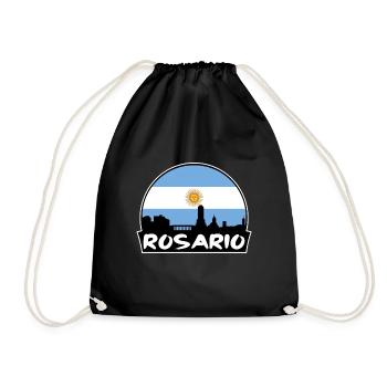 Rosario Argentinien Flagge Skyline Silhouette Reisen - Turnbeutel - Schwarz - Vorne