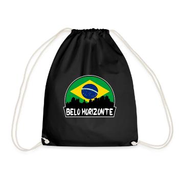 Belo Horizonte Brazil Flag Skyline Silhouette Trav - Drawstring Bag - black - Front