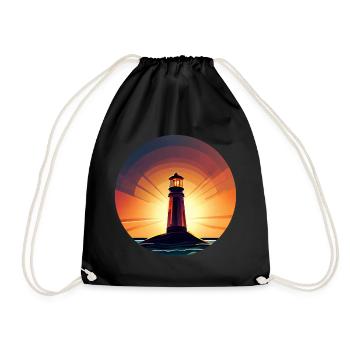 Lighthouse at sunset Romantic - Drawstring Bag - black - Front