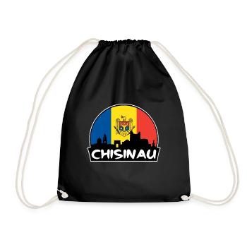 Chisinau Moldova Skyline Vintage Sunset Travel - Drawstring Bag - black - Front