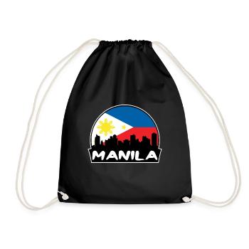 Manila Philippinen Flagge Skyline Silhouette Reisen - Turnbeutel - Schwarz - Vorne