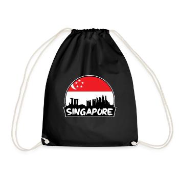 Singapour Singapour Flag Skyline Silhouette Voyage - Sac de sport léger - noir - Devant
