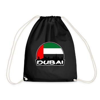 Dubai Uae Flag Skyline Silhouette Travel - Drawstring Bag - black - Front