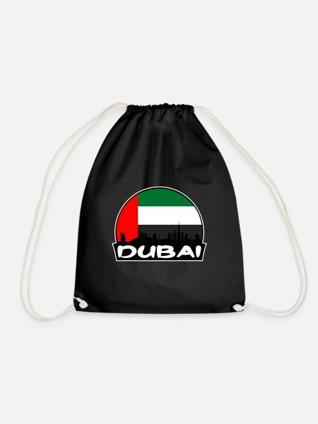 Dubai Vereinigte Arabische Emirate Flagge Skyline Silhouette Reisen - Turnbeutel - Schwarz