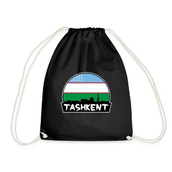 Taschkent Usbekistan Flagge Skyline Silhouette Reisen - Turnbeutel - Schwarz - Vorne