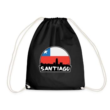 Santiago Chile Flagge Skyline Silhouette Reisen - Turnbeutel - Schwarz - Vorne