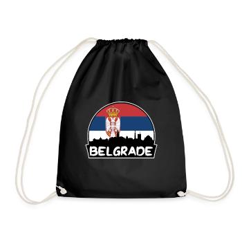 Belgrade Serbie Flag Skyline Silhouette Voyage - Sac de sport léger - noir - Devant