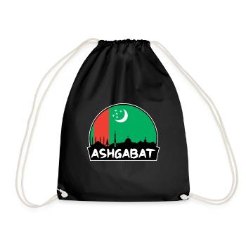 Aschgabat Turkmenistan Flagge Skyline Silhouette Trav - Turnbeutel - Schwarz - Vorne