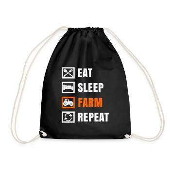 Tractor Agricultural Machinery Farm Saying Field Farmer - Drawstring Bag - black - Front