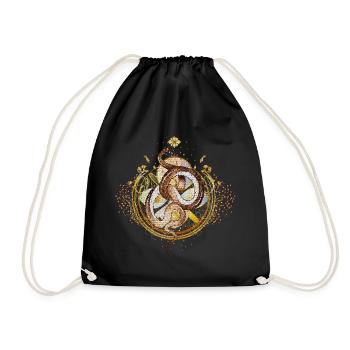 magisches Amulett mit Schlange im Mosaik Stil - Turnbeutel - Schwarz - Vorne