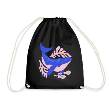 Pink and blue whale - Drawstring Bag - black - Front