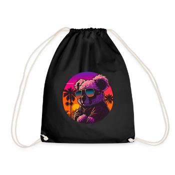 Synthwave Koala Sunset - Drawstring Bag - black - Front