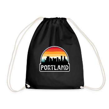 Portland, Oregon, USA, Flagge, Skyline, Reisesouvenir - Turnbeutel - Schwarz - Vorne