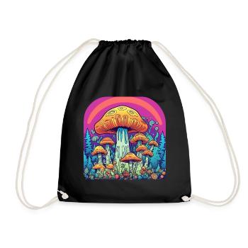SHROOM - Drawstring Bag - black - Front