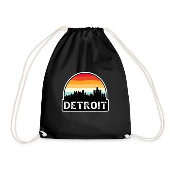 Detroit Michigan USA Flagge Skyline Reisesouvenir - Turnbeutel - Schwarz - Vorne