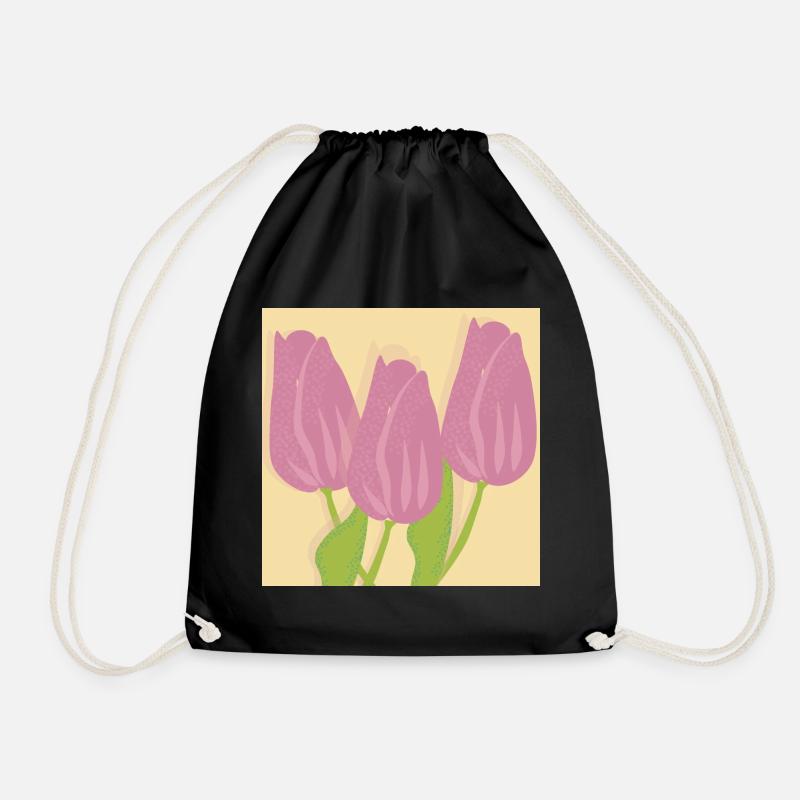 Tulpen - Turnbeutel - Schwarz