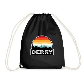 Derry Northern Ireland Flag Skyline Travel Souveni - Drawstring Bag - black - Front